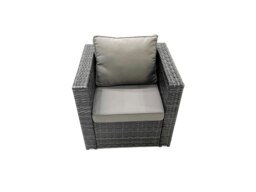 Rackhams Rattan Garden Furniture Set Outdoor Lounger Sofa with Coffee Table 2 Armchair Side Table Dark Grey Mixed - thumbnail 4