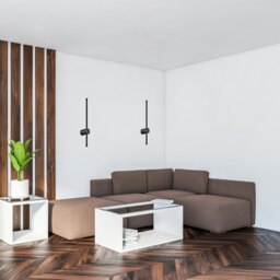 Rackhams Modern and Sleek Stick Style Ambient LED Wall Light Fitting in Matt Black Sand - thumbnail 6