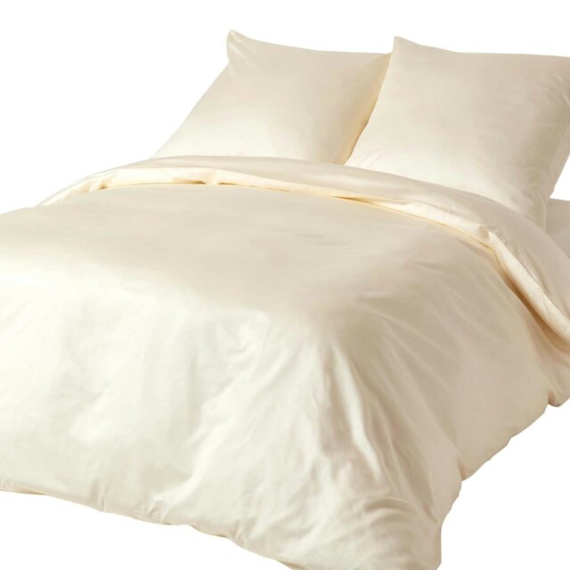 Rackhams Organic 400 TC Egyptian Cotton Sateen Duvet Cover Set, European Size - Cream - 150 x 200 cm - image 1