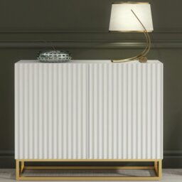 Rackhams Graceful White Sideboard with Fluted Fronts & Gold Legs – 100cm Storage Unit - 100cm - White -  MDF/Chipboard - thumbnail 4