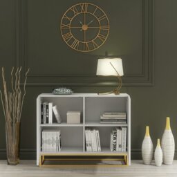 Rackhams Graceful White Sideboard with Fluted Fronts & Gold Legs – 100cm Storage Unit - 100cm - White -  MDF/Chipboard - thumbnail 5