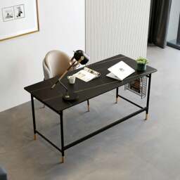 Rackhams Bleeker Office Desk, Sintered Stone - White - White - 120 x 60cm - thumbnail 1