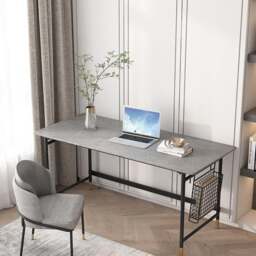 Rackhams Bleeker Office Desk, Sintered Stone - White - White - 120 x 60cm - thumbnail 3