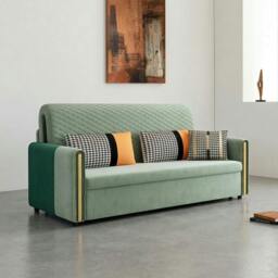 Rackhams Imelde Two Seater Sofa Bed, Linen - Green - 1.42m (with one drawer 79*56*15) - thumbnail 1