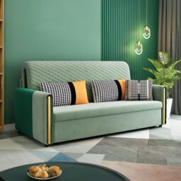 Rackhams Imelde Two Seater Sofa Bed, Linen - Green - 1.42m (with one drawer 79*56*15) - thumbnail 2