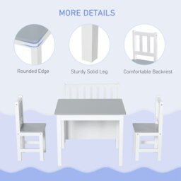 Rackhams 4-Piece Set Kids Wood Table Chair Bench w/ Storage Function for 3 Years+ - thumbnail 5