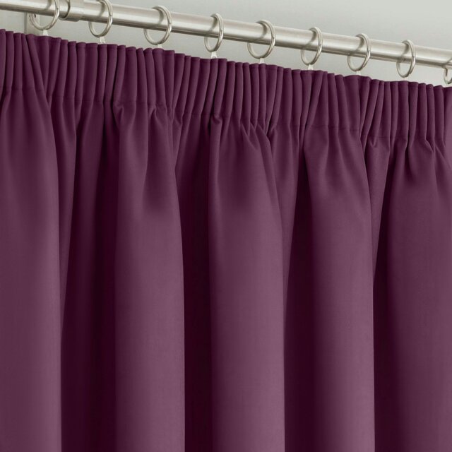 Rackhams Manhattan Pencil Pleat Blackout Curtains - 112cm x 137cm - Plum - image 1