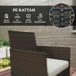 Rackhams 4 Piece Rattan Garden Furniture Sofa Set with Cushions, Brown - Rattan Garden Furniture Set - Steel, PE Rattan - 102W x 58D x 82H cm - thumbnail 6