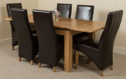 Rackhams Richmond Medium Oak Extendable Dining Table with Lola Leather Chairs - 6 chairs - Ivory - thumbnail 4