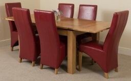 Rackhams Richmond Medium Oak Extendable Dining Table with Lola Leather Chairs - 6 chairs - Ivory - thumbnail 5