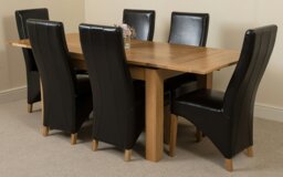 Rackhams Richmond Medium Oak Extendable Dining Table with Lola Leather Chairs - 6 chairs - Ivory - thumbnail 2