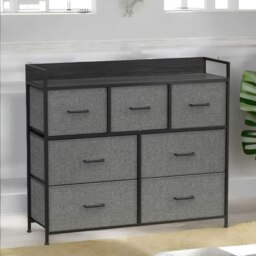 Rackhams Industrial Bedroom Chest With 7 Fabric Drawers Slate Grey - thumbnail 4