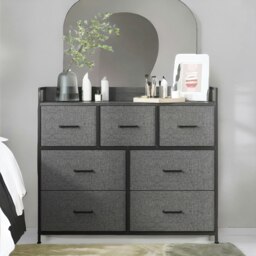 Rackhams Industrial Bedroom Chest With 7 Fabric Drawers Slate Grey - thumbnail 5