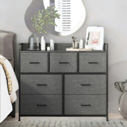 Rackhams Industrial Bedroom Chest With 7 Fabric Drawers Slate Grey - thumbnail 1