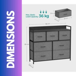 Rackhams Industrial Bedroom Chest With 7 Fabric Drawers Slate Grey - thumbnail 6