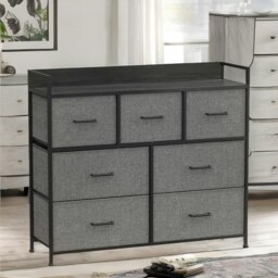 Rackhams Industrial Bedroom Chest With 7 Fabric Drawers Slate Grey - thumbnail 3