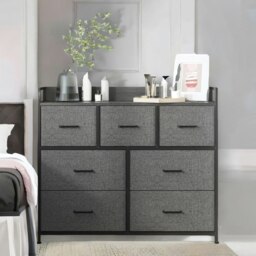 Rackhams Industrial Bedroom Chest With 7 Fabric Drawers Slate Grey - thumbnail 2