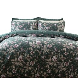 Rackhams Aiyla Duvet Cover Set - Bottle Green - Single - Bottle Green - 80% Cotton/20% Polyester - thumbnail 3