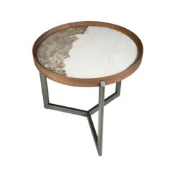 Rackhams Round Coffee Table in Porcelain Marble, Walnut and Dark Metallic Steel 2130 - thumbnail 6
