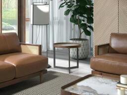 Rackhams Round Coffee Table in Porcelain Marble, Walnut and Dark Metallic Steel 2130 - thumbnail 3
