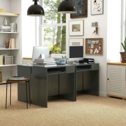Rackhams Compact Computer Desk with Keyboard Tray and Drawer, Study Desk, Writing Desk for Home Office, Grey - thumbnail 2