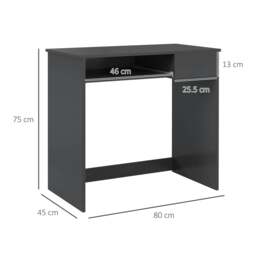 Rackhams Compact Computer Desk with Keyboard Tray and Drawer, Study Desk, Writing Desk for Home Office, Grey - thumbnail 3