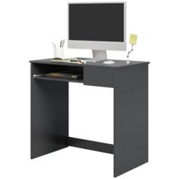 Rackhams Compact Computer Desk with Keyboard Tray and Drawer, Study Desk, Writing Desk for Home Office, Grey - thumbnail 1