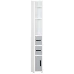 Rackhams Modern Bathroom Storage Cabinet, Freestanding Tall Bathroom Cabinet with Open Shelves and 3 Cupboards with Door, for Bedroom Hallway, Grey - thumbnail 1