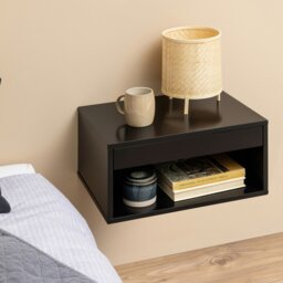 Rackhams Cholet Square Bedside Table with 1 Drawer in Black - 1 - Black - Manufactured wood - thumbnail 4