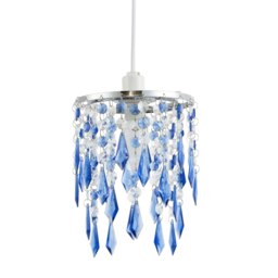 Rackhams Modern Waterfall Design Pendant Shade with Clear/Blue Acrylic Drops and Beads - thumbnail 2