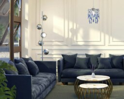 Rackhams Modern Waterfall Design Pendant Shade with Clear/Blue Acrylic Drops and Beads - thumbnail 6
