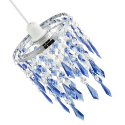 Rackhams Modern Waterfall Design Pendant Shade with Clear/Blue Acrylic Drops and Beads - thumbnail 3