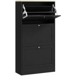 Rackhams Modern Compact Three-Drawer Shoe Storage Cabinet - Black - thumbnail 1