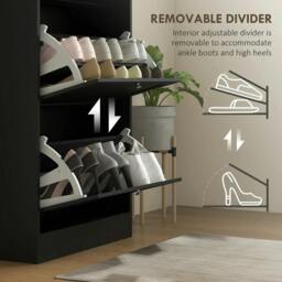 Rackhams Modern Compact Three-Drawer Shoe Storage Cabinet - Black - thumbnail 6