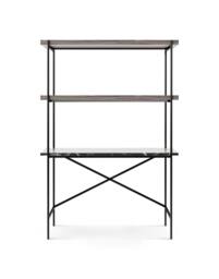 Rackhams Adriana Bookshelves With Desk - Black Marble - Dark Chrome - Weathered Oak - thumbnail 1