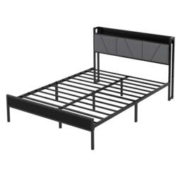 Rackhams Bed Frame Metal Platform Upholstered Headboard with Storage Single Double - 3FT Single - thumbnail 2