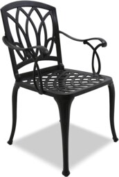 Rackhams POSITANO Luxurious Garden and Patio Table and 4 Large Chairs with Armrests Cast Aluminium Bistro Set - Black - thumbnail 5