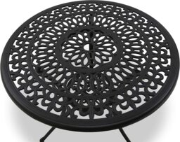 Rackhams POSITANO Luxurious Garden and Patio Table and 4 Large Chairs with Armrests Cast Aluminium Bistro Set - Black - thumbnail 3