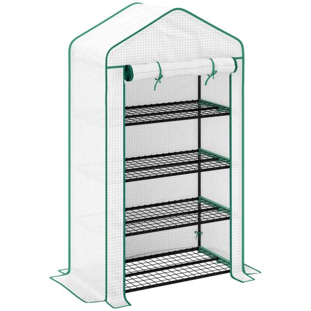 Rackhams Four-Tier Mini Greenhouse, with Reinforced Plastic Cover