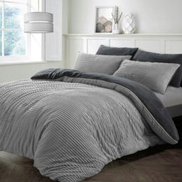 Rackhams Plush Corduroy Teddy Fluffy and Warm Fleece Duvet Cover Set - Blush - Single - thumbnail 6