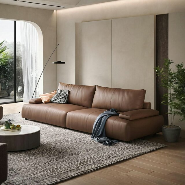 Rackhams Zane Two Seater Sofa, Three Seater Sofa, Real Leather - Others (Leather) - Three Seater 300CM - image 1