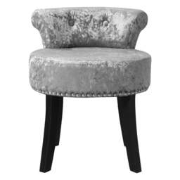 Rackhams Velvet Upholstery Round Accent Chair Dressing Stool - Silver Grey - thumbnail 6