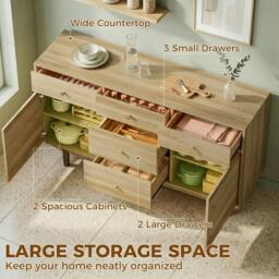 Rackhams Sideboard Soft Close Doors Wood Legs Walnut - Natural walnut wood grain - Buffet cabinet - Walnut brown - thumbnail 4