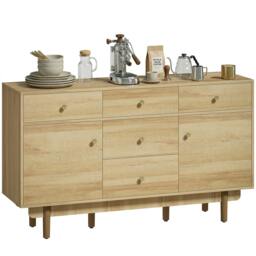 Rackhams Sideboard Soft Close Doors Wood Legs Walnut - Natural walnut wood grain - Buffet cabinet - Walnut brown - thumbnail 2
