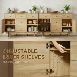 Rackhams Sideboard Soft Close Doors Wood Legs Walnut - Natural walnut wood grain - Buffet cabinet - Walnut brown - thumbnail 5
