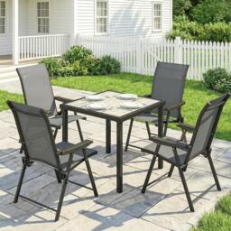 Rackhams 5 Pieces Outdoor Dining Set, Garden Dining Set for 4 - Brown - 1 table + 4 chairs - thumbnail 6