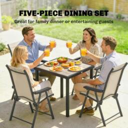 Rackhams 5 Pieces Outdoor Dining Set, Garden Dining Set for 4 - Brown - 1 table + 4 chairs - thumbnail 4