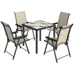 Rackhams 5 Pieces Outdoor Dining Set, Garden Dining Set for 4 - Brown - 1 table + 4 chairs - thumbnail 2