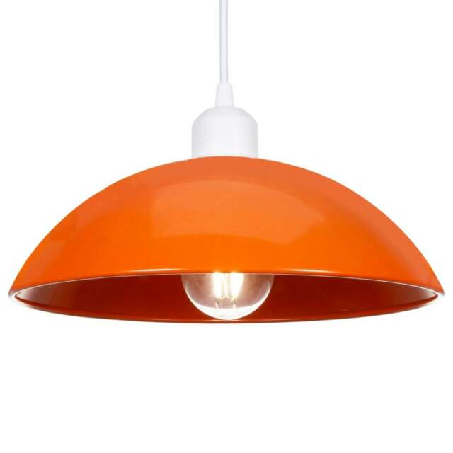 Rackhams Industrial Retro Designer Orange Gloss Disc Metal Ceiling Pendant Lighting Shade - image 1