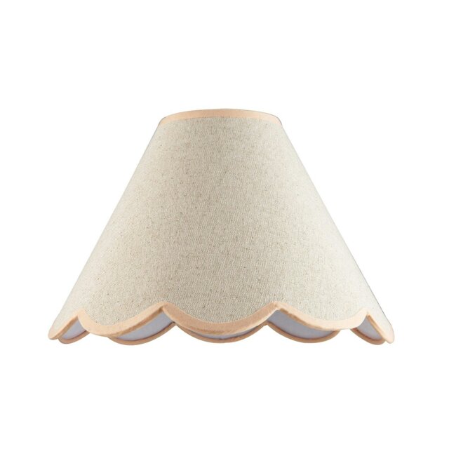Rackhams Scallop Edge Natural Textured Linen Coolie Lamp Shade with Pink Trims